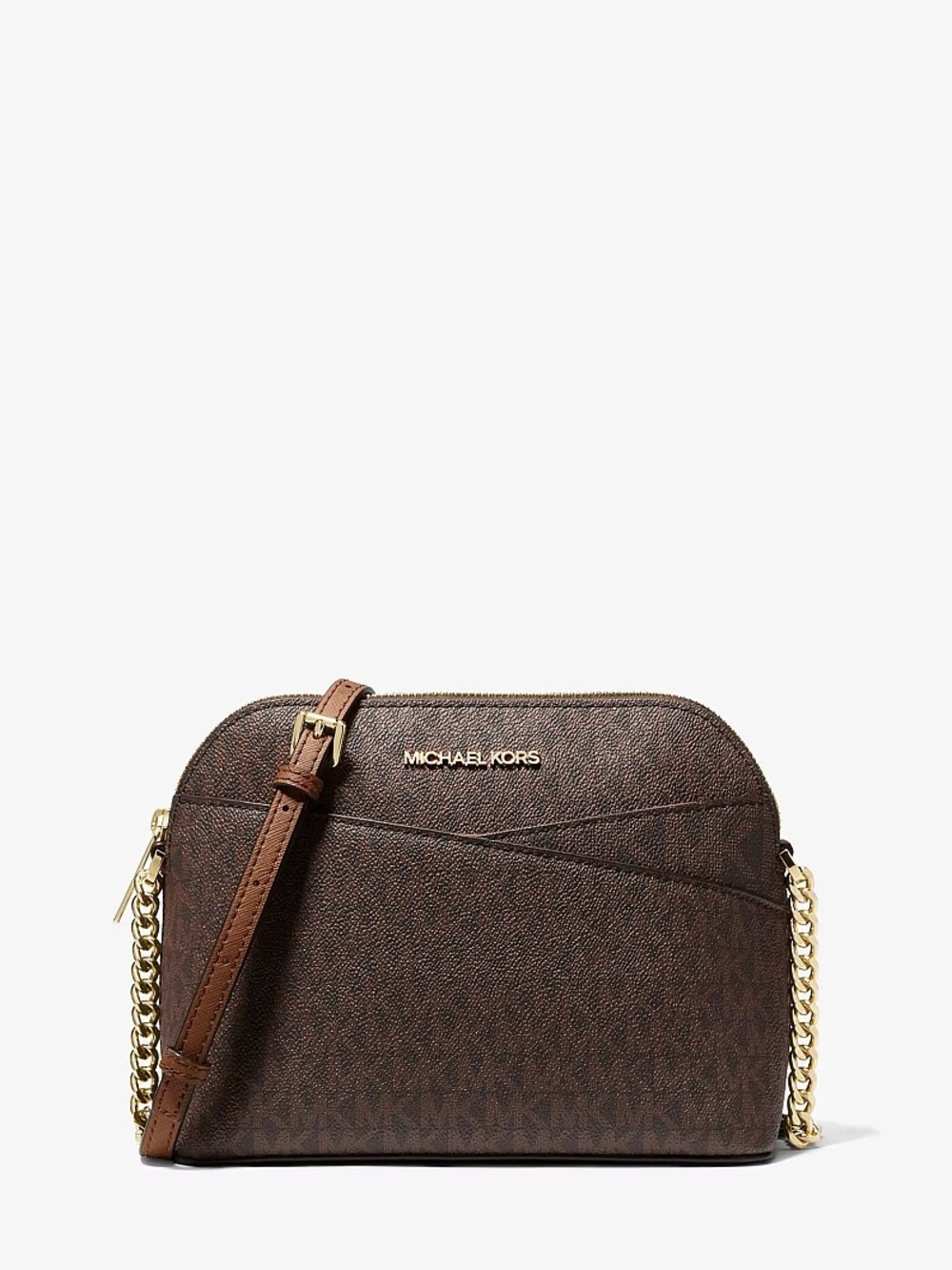 NWT Brown MK Logo Jet Set Dome Crossbody